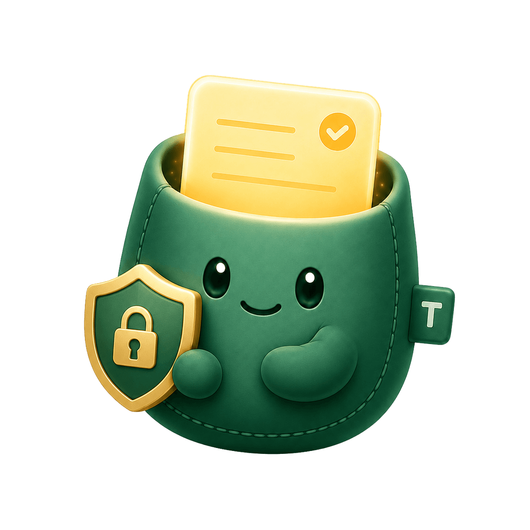 Tuck holding a shield with a padlock